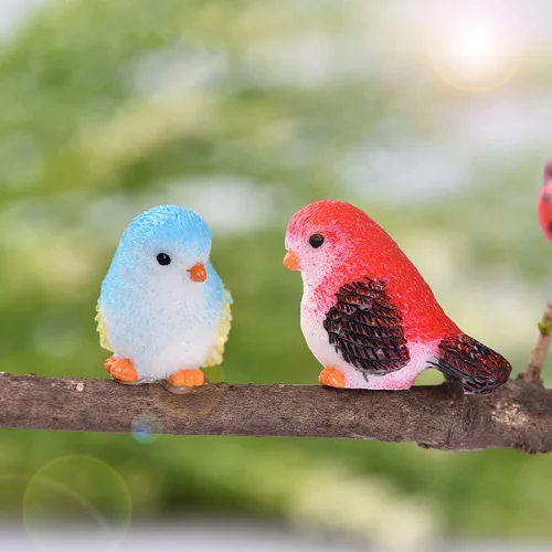 Miniatura 2 de Figuras decorativas de pájaros en miniatura, 12 piezas, mini figuras de casa de muñecas de pájaros, accesorios de decoración de jardín de hadas