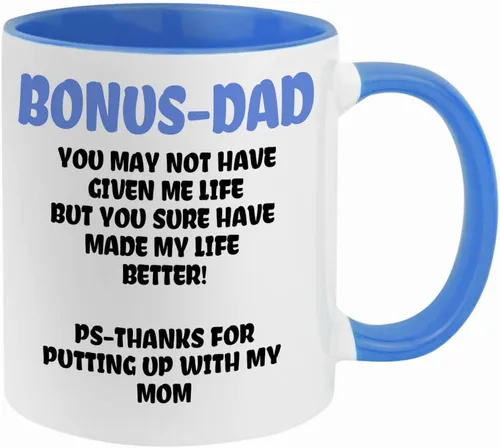 Taza de café Bonus Dad de Fatbaby, divertidas tazas de café para regalo para padrastro de hija, hijo, hijastra, regalos para el Día del Padre,