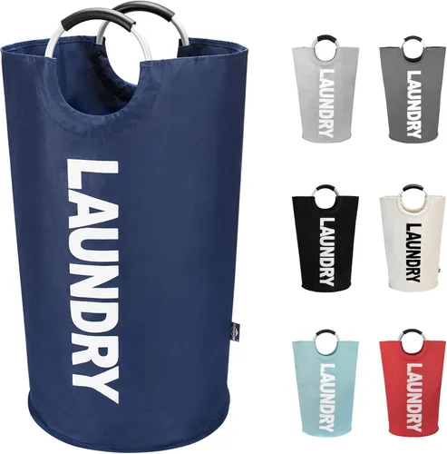 DOKEHOM - Canasta de lavandería plegable extragrande de 125 litros (7 colores) para dormitorio, tela (azul oscuro, XL)