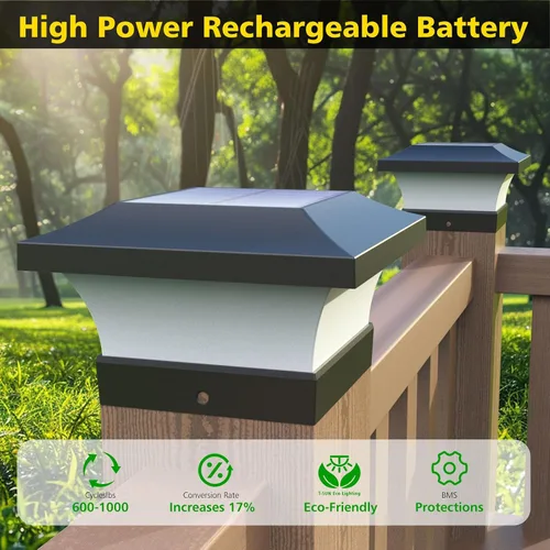 Miniatura 4 de T-SUN - Luces solares de poste, luces impermeables al aire libre para postes de madera de 4 x 4, iluminación LED blanca de 6000K, para cubierta
