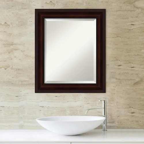 Miniatura 5 de Amanti Art Espejo de baño marrón para sobre el fregadero, espejo rectangular marrón café de 25 x 21 pulgadas, marco informal pequeño, se cuelga