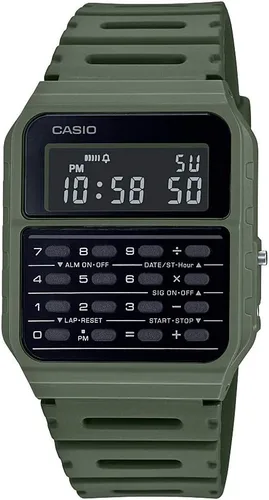 Miniatura 2 de Casio CA53W Vintage Series Data Bank 1/100 SEC Stopwatch Water Resistant 8 Digit Calculator Dual Time Resin Band Resin Case Auto