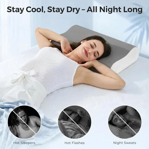 Miniatura 4 de Elviros Almohadas de espuma viscoelástica para aliviar el dolor de cuello, almohada ortopédica ergonómica de altura ajustable para dormir, almohada