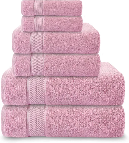 Miniatura 29 de Juego de toallas de baño - 100% algodón - 2 toallas de baño, 2 toallas de mano y 2 paños - Grandes, secado rápido, absorbentes, suaves, lujosas