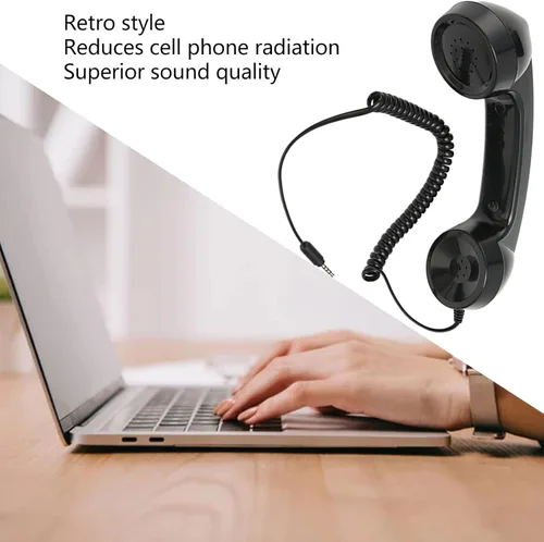 Miniatura 3 de Auricular de teléfono retro de 0.138 in, receptores de radiación con control de volumen, auriculares universales antiguos de 9 pies con sonido
