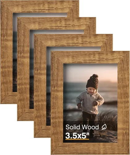 Miniatura 122 de KINLINK Marco de fotos de 3.5 x 5 pulgadas, color negro ceniza, marcos de madera maciza con plexiglás para mesa y montaje en pared, marcos de fotos