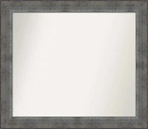Miniatura 158 de Amanti Art Espejo de baño plateado para sobre el fregadero, 24 x 24 pulgadas, espejo cuadrado de peltre forjado a medida, marco de madera casual