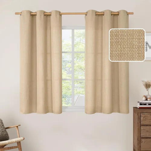 Miniatura 16 de LAMIT Cortinas de Lino Blancas Semitransparentes para Dormitorio, Paneles Filtrantes de Luz, Cortinas de Lino con Ojales de Protección de Privacidad