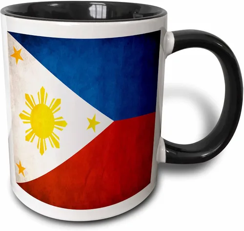 3dRose Taza negra de dos tonos con la bandera de Filipinas de 11 oz