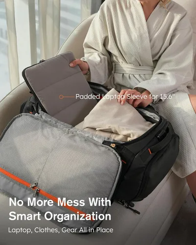 Miniatura 8 de Tolaccea Mochila deportiva con funda independiente para laptop para hombre y mujer, Negro, Opciones de transporte 3 en 1 mochila, mano y bandolera