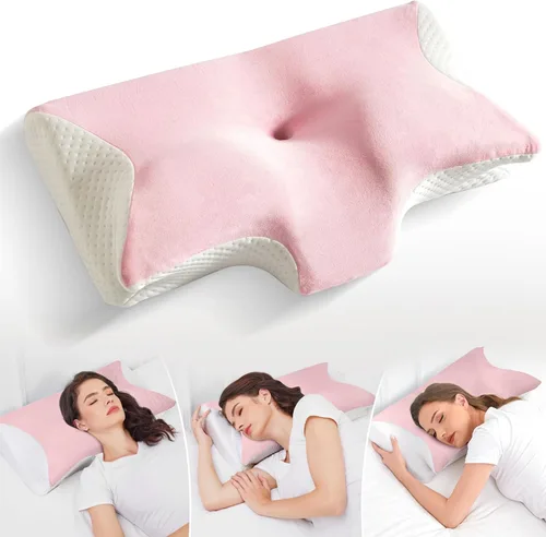 Miniatura 8 de Almohada para alivio del dolor de cuello Almohada ortopédica para dormir cervical mejor antiarrugas terapéutica ergonómica espuma viscoelástica Azul