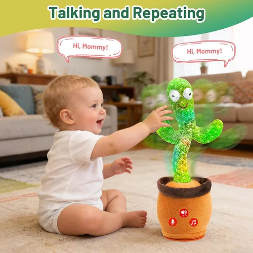 Miniatura 5 de Juguetes para bebés, juguete de cactus que habla bailando, regalos interactivos para niños y niñas, imitando el canto y el cactus repetitivo