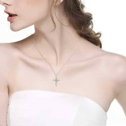 Miniatura 6 de ELDA & CO. Regalos de cumpleaños, amor de mamá, collar de hojas de esperanza para esposa, plata de ley 925, piedras natales de mayo de junio