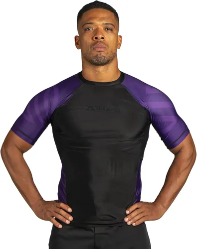 Miniatura 2 de Sanabul Esencial manga corta Rash Guard MMA BJJ Wrestling Grappling Jiu Jitsu Púrpura