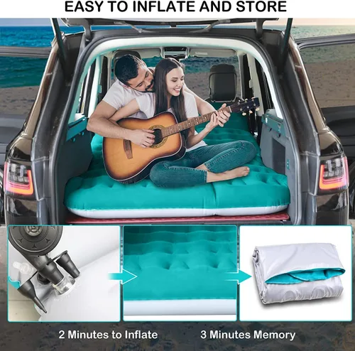 Miniatura 5 de Colchón de aire SUV – Cama inflable gruesa de 6 pulgadas con bomba eléctrica, pedales de 2 pies y bolsa de transporte, colchón de asiento trasero