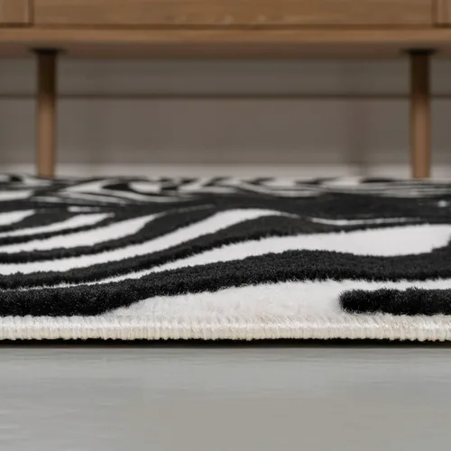 Miniatura 6 de Eyely NCS103F-28 Maribo High-Low Abstract Groovy Striped Black/White - Alfombra de pasillo de 2 x 8 pies, negro/blanco, 2 pies x 8 pies