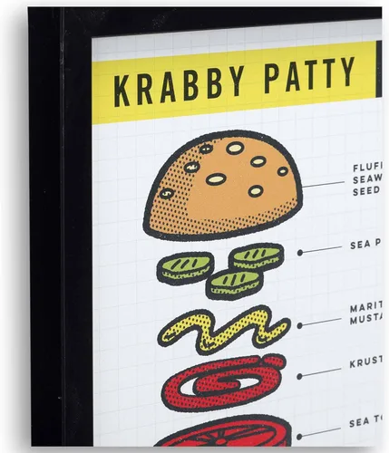 Miniatura 4 de Nickelodeon Bob Esponja Pantalones Cuadrados Krabby Patty - Decoración de pared de madera enmarcada - Divertido arte de pared de Bob Esponja