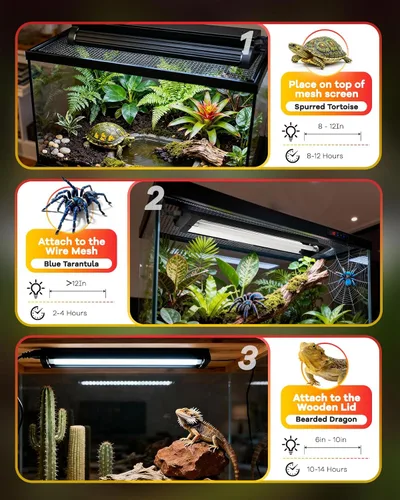 Miniatura 6 de Luz UVB para reptiles de 8 W, T5 UVB para reptiles HO Kit combinado con tarjetas de sensor de prueba, barra de luz de reptiles de alto rendimiento