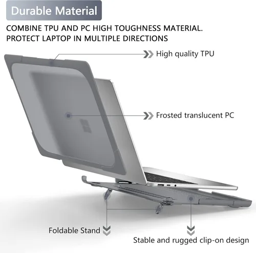 Miniatura 5 de Batianda Funda resistente para laptop Microsoft Surface 5, 4, 3ª, pantalla táctil de 15 pulgadas con soporte plegable y cubierta para teclado, funda