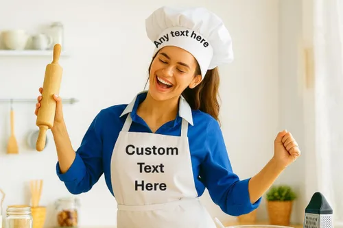 Miniatura 5 de Conjunto de delantal y sombrero bordados con nombre de chef personalizado