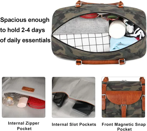 Miniatura 5 de IBFUN Bolsas de viaje de fin de semana para mujer, bolsa grande de fin de semana con compartimento impermeable para zapatos, bolsa de aseo