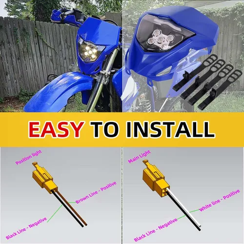 Miniatura 8 de AnXin - Faro delantero para motocicleta LED universal para YZ125 YZ250 TTR230 YZ250F YZ450F DRZ400 WR250F WR450F, la mayoría de las motocicletas