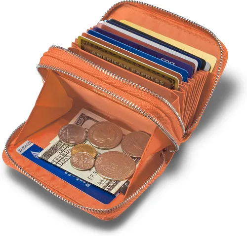 Miniatura 3 de KALMORE Women's Genuine Leather RFID Secure Spacious Cute Zipper Card Wallet Small Purse