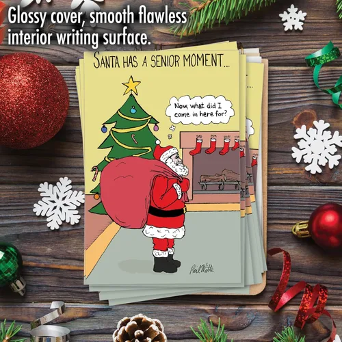 Miniatura 3 de NobleWorks 12 Divertidas Tarjetas de Felicitación de Navidad en Caja a Granel con Sobres de 5 x 7 Pulgadas (1 Diseño, 12 de Cada Una) Santa's Senior