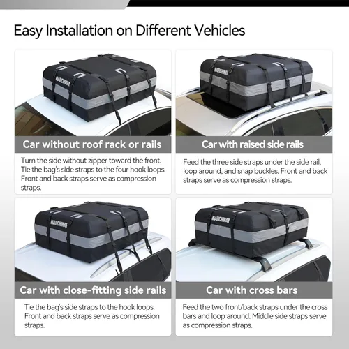 Miniatura 5 de MARCHWAY - Bolsa impermeable para techo de coche, bolsa de transporte para techo con carcasa suave y resistente a la intemperie para vehículos