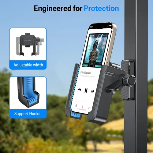 Miniatura 4 de OMOTON Soporte de teléfono para carrito de golf, soporte magnético para teléfono con bloqueo de seguridad y ajustable en 360°, organizador