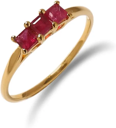 YoTreasure Anillo de oro amarillo de 10 quilates con relleno de vidrio de 0.66 quilates, Metal Piedra preciosa Metal, rubí lleno de vidrio