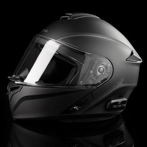 Miniatura 3 de Sena Outrush R - Casco modular de motocicleta Bluetooth con sistema de intercomunicación (negro mate, grande)