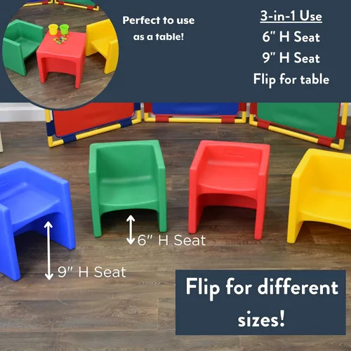 Miniatura 8 de Children's Factory Silla cúbica 3 en 1 para niños, muebles de aula de asientos flexibles, paquete de 1, color rojo