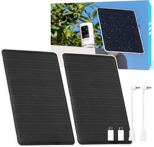 Miniatura 15 de Panel solar de 5 V para cámaras Seucrity, para Bird Feeder Trail Cam, Ring Tapo Eufy Vicohome Eseecloud, nativo USB-C, Micro-USB y DC 0.138 in*