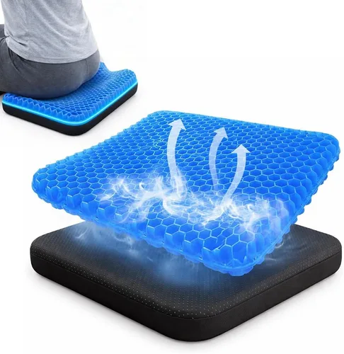 Cojín de asiento de gel – Comodidad ergonómica para oficina, coche, viajes y embarazo | Dolor de espalda, coxis, apoya la columna vertebral,