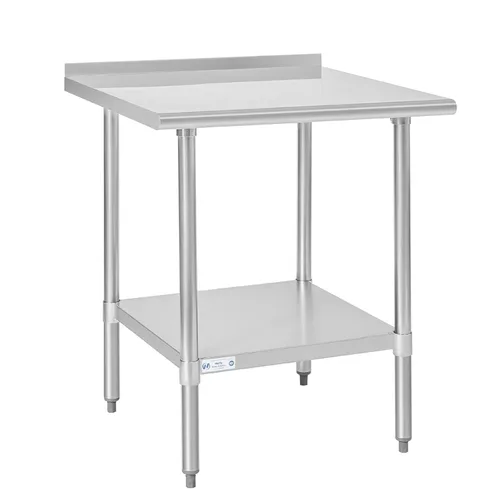 Miniatura 45 de Mesa de acero inoxidable para preparación y trabajo, con ruedas giratorias, mesa resistente, comercial NSF, con estante inferior y protector