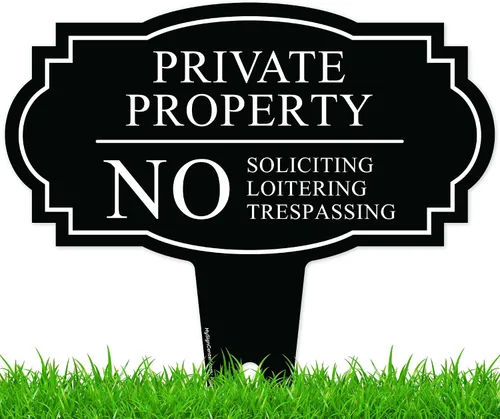Miniatura 13 de Letrero de No Soliciting Yard (No Soliciting Yard Sign, No Solicitation In Ground de 11 x 11 pulgadas), ACM libre de óxido, resistente a
