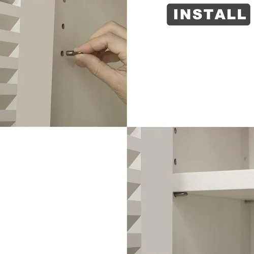 Miniatura 5 de Keenkee Juego de 20 clavijas de estante de 1/4 pulgadas de diámetro para estantes de gabinete, soporte de clips de soporte, forma de cuchara, níquel