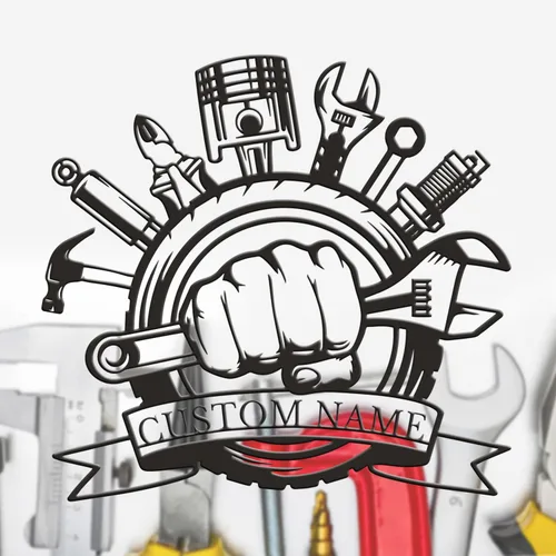 Miniatura 7 de Letrero de metal personalizado para garaje, arte de pared de taller personalizado, decoración mecánica para hombres, día del padre para los amantes