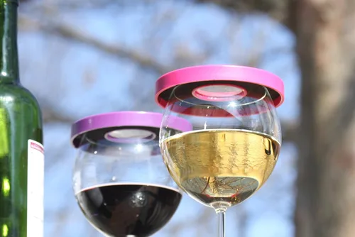 Miniatura 2 de (R Cabana Juego de 6 cubiertas para copas de vino en seis colores brillantes y hermosos, para proteger tu copa de vino de insectos e insectos