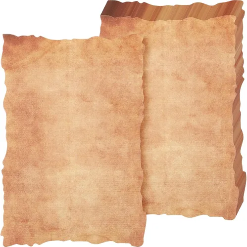 Harloon 50 piezas de papel de acuarela de algodón vintage de aspecto antiguo, cartulina en blanco de 200 GSM, grueso, borde deckle envejecido, papel
