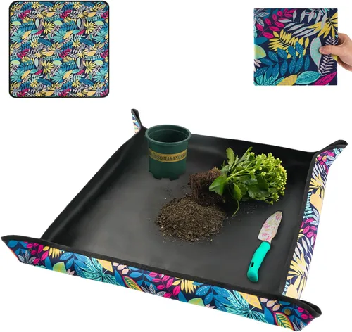 Miniatura 14 de Alfombrilla grande de 39.5" X 31.5" para trasplantar plantas de interior y control de tierra, bandeja portátil para macetas, regalos de plantas