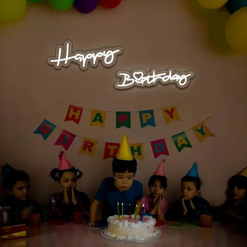 Miniatura 2 de Letrero de neón de feliz cumpleaños para decoración de fiesta de cumpleaños, letreros LED iluminados para telón de fondo, letrero de cumpleaños