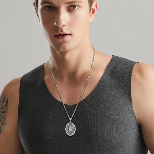 Miniatura 122 de Vito Collar de plata de ley 925 para mujeres y hombres, San Benito, crucifijo, Caravaca, San Cristóbal, San Judas, medalla patronal, amuleto