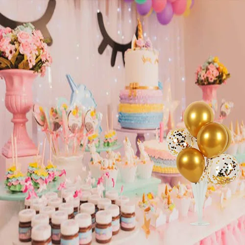 Miniatura 5 de Kit de soporte de globo azul para decoración de mesa, 2 juegos con 14 varillas, vasos, 2 bases, 12 metálicos y 6 globos de confeti para baby shower