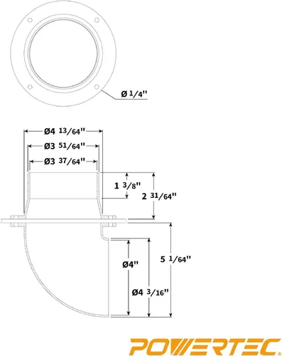 Miniatura 7 de POWERTEC Kit separador de codos y acopladores de recogida de polvo ciclónico 70292V de 4 pulgadas para contenedores de desechos de carpintería, Kit