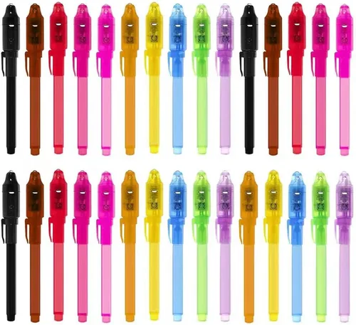 Miniatura 7 de EODVICS Paquete de 10 bolígrafos de tinta invisible con luz UV, bolígrafo espía mágico para mensajes secretos, fiesta de cumpleaños, Halloween