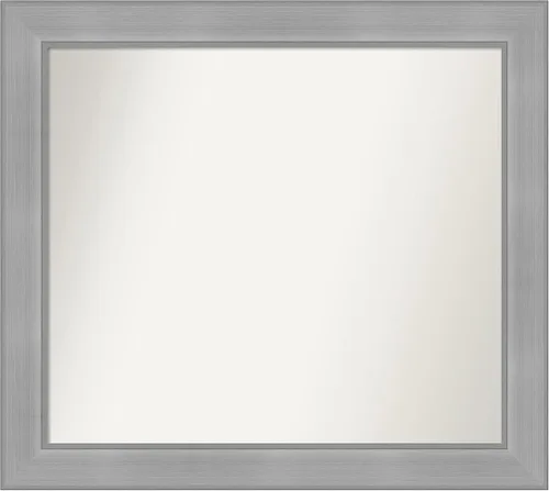 Miniatura 461 de Amanti Art Espejo de baño plateado para sobre el fregadero, 24 x 24 pulgadas, espejo cuadrado de peltre forjado a medida, marco de madera casual