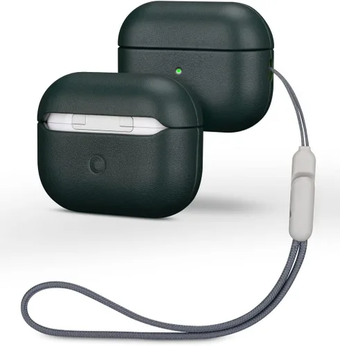 Miniatura 22 de Lopie Funda de piel para AirPods Pro de 2ª generación, azul cian, funda protectora totalmente envuelta con piel de cordero, protección de 360
