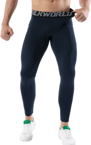 Miniatura 4 de SILKWORLD Paquete de 1 a 3 pantalones de compresión para hombre, con bolsillos, leggings de gimnasio y secado fresco